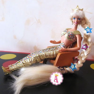 Кукла барби русалка в золотистом наряде Jewel Hair Mermaid