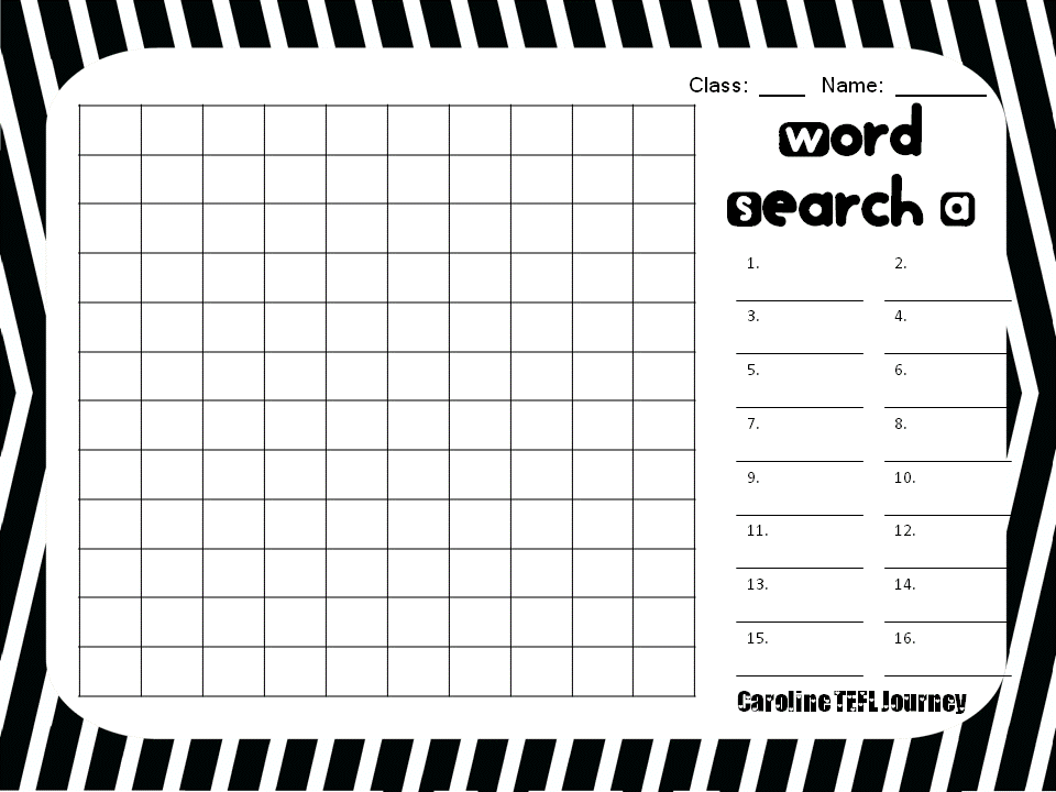 Blank Word Search Template