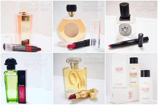 Lipsticks and perfumes from: Caron, Burts Bees, Guerlain, Diptyque, Chanel, Hermes, Revlon, Ormonde Jayne, Louboutin, Frederic Malle, Get Lippie 20160612