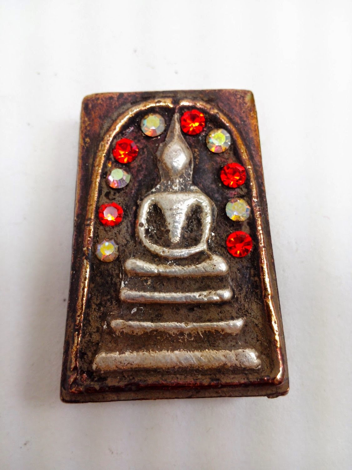 Statue Palm receive Property Fortune Brass Thai Amulet Talisman Yant mascot