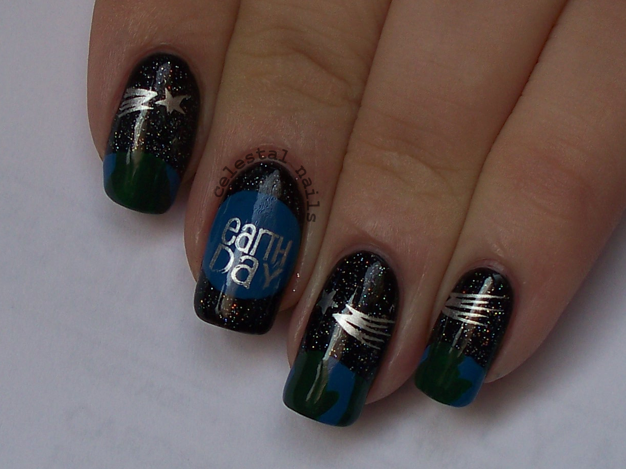 Earth Day Nail Art Celestal Nails