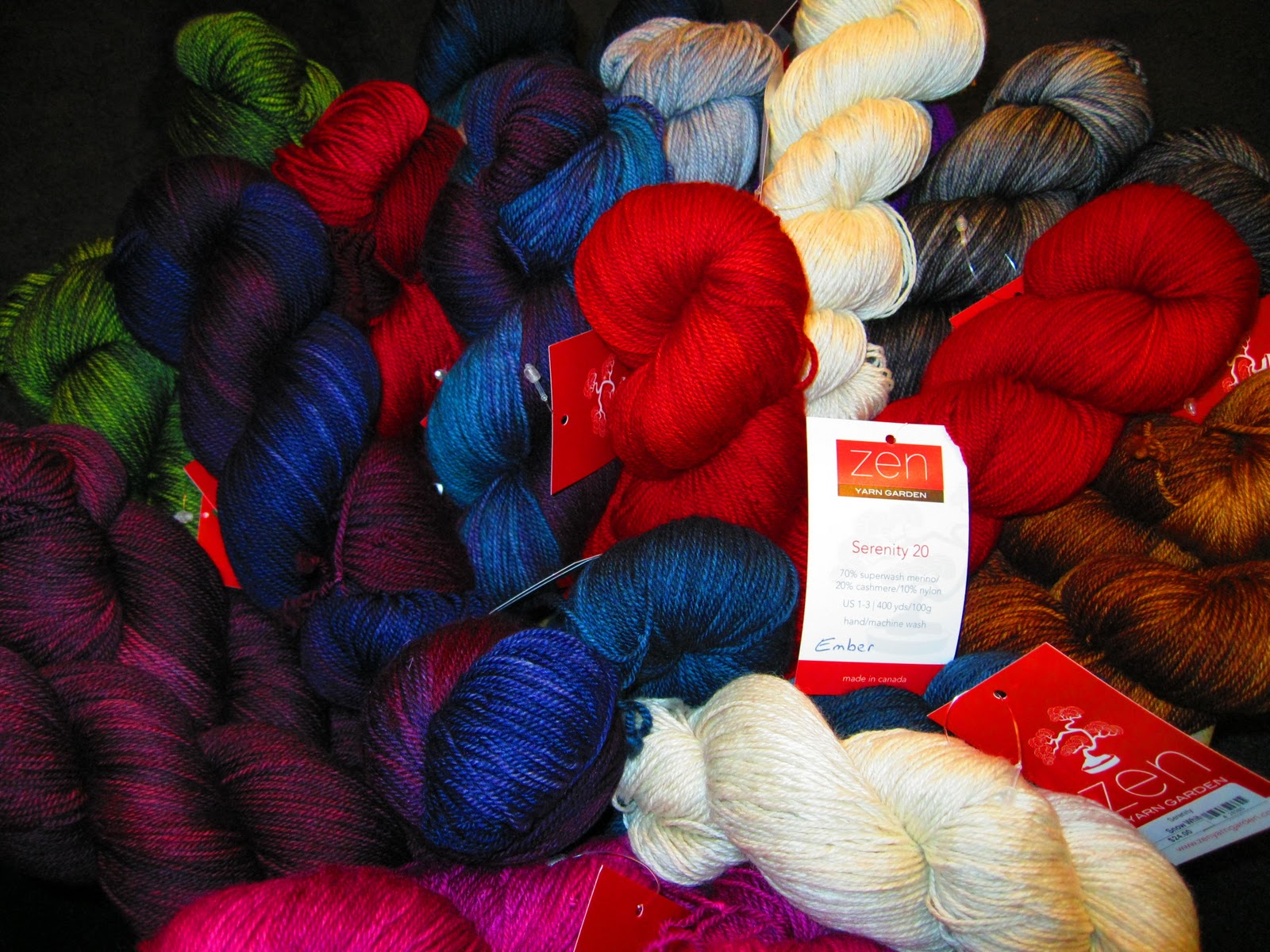 Yarn Garage Ruffle yarn, ladder yarn, and Zen Yarn Garden