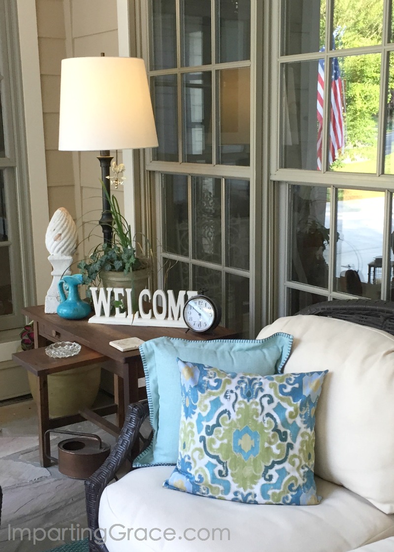 Imparting Grace Front porch update and tips for choosing outdoor fabric