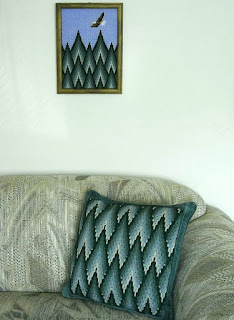 Bargello landscape with matching pillow