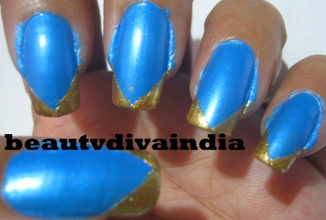 2. Turquoise Blue and Gold Nail Art - wide 6