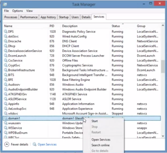 WPSJ install glassfish 4 as a windows service