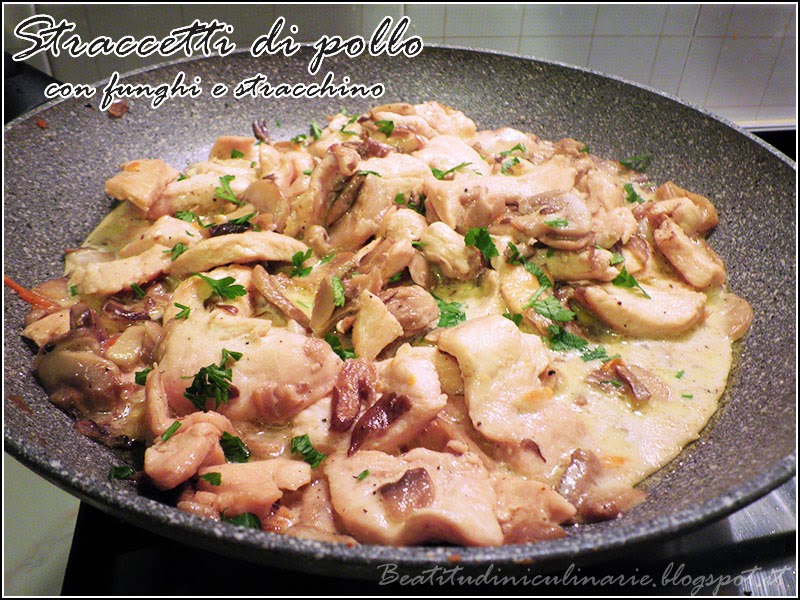 straccetti di pollo con funghi e stracchino