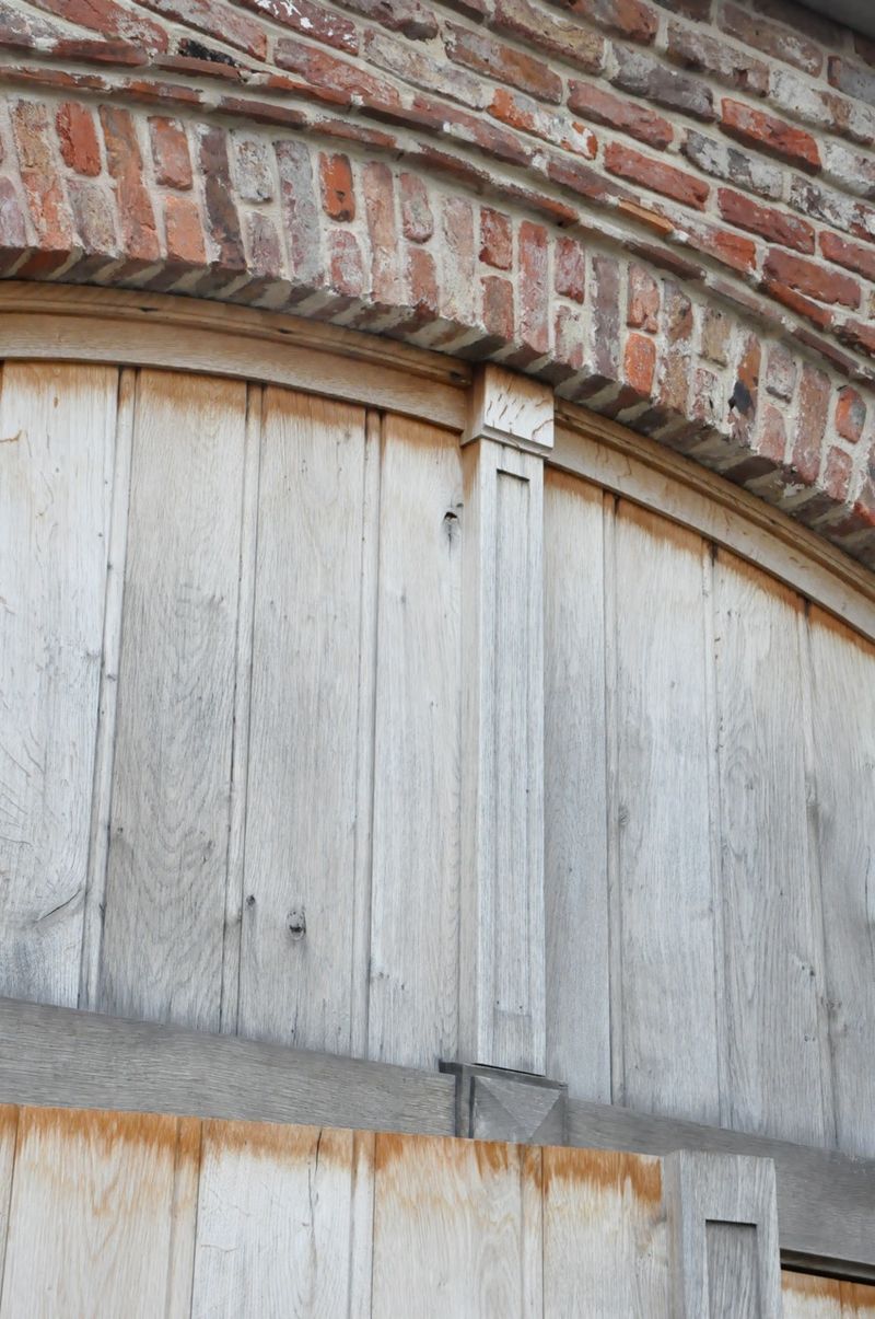 Detail of rustic wood and brick at Belgian home of Greet Lefevre - Belgian Pearls. #belgiandesign