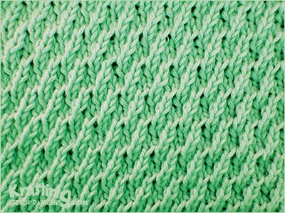 Stockinette Stitch with a Ribbed Twist  |  The stitch produces a slightly thicker fabric than stockinette stitch