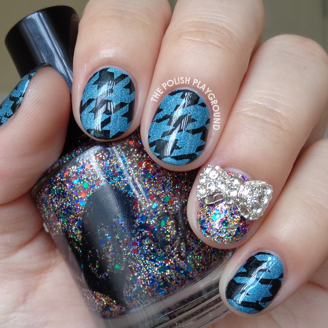The Polish Playground: Blue and Black Houndstooth Stamping