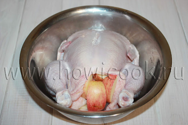 рецепт курицы, запеченной с яблоками с пошаговыми фото