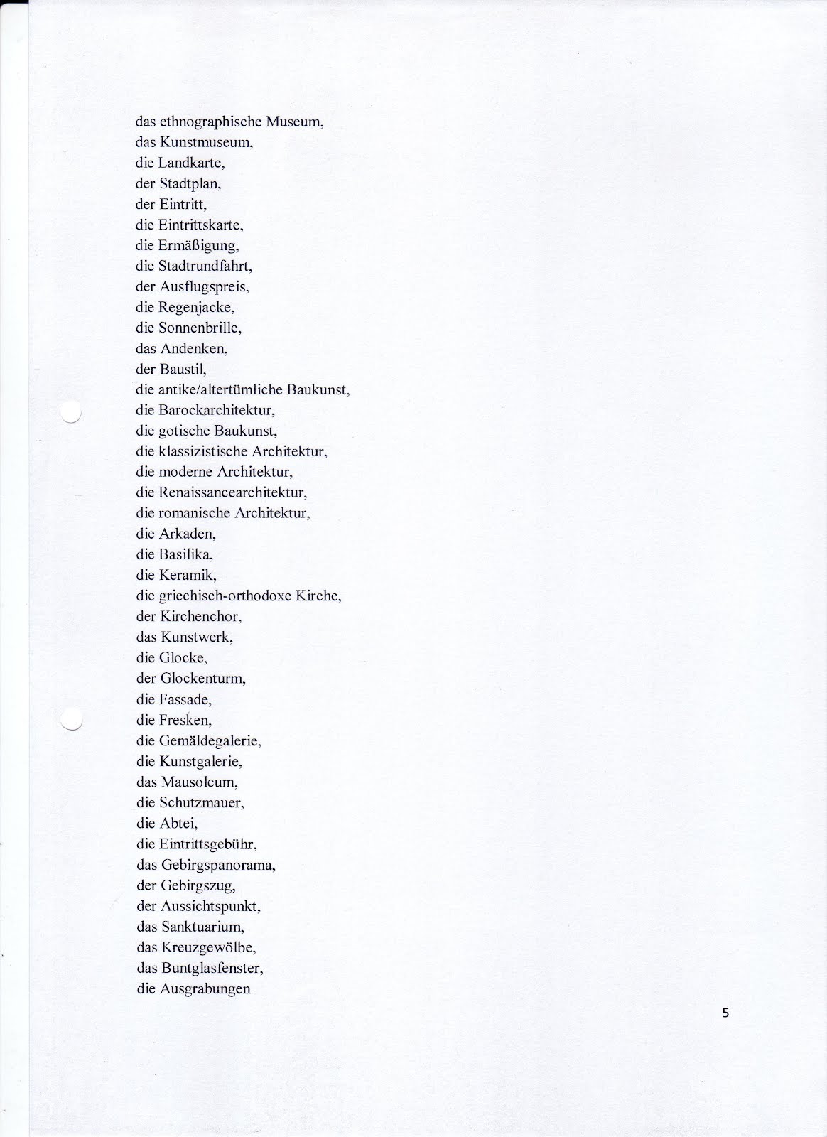 "Aspekte der Germanistik": Wortschatz zum Thema "Reisen"