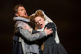 IN REVIEW: tenor KIRK DOUGHERTY as Leicester (left) and soprano JODI BURNS as Maria Stuarda (right) in Piedmont Opera's October 2019 production of Gaetano Donizetti's MARIA STUARDA [Photograph © by André Peele & Piedmont Opera]