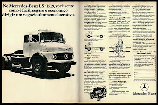 Mercedes-Benz LS-1519; 70's trucks;  brazilian advertising cars in the 70. os anos 70. história da década de 70; Brazil in the 70s; propaganda carros anos 70; Oswaldo Hernandez;
