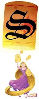 Abecedario de Rapunzel con Lámparas. Rapunzel with Flying Lanterns Alphabet.