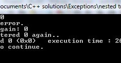 Education for ALL: C++ program to illustrate nested Try/Catch construct