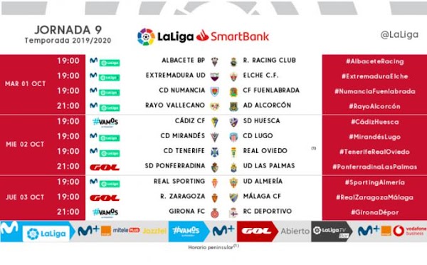 El Zaragoza - Málaga, el jueves 3 de Octubre a las 19:00 horas