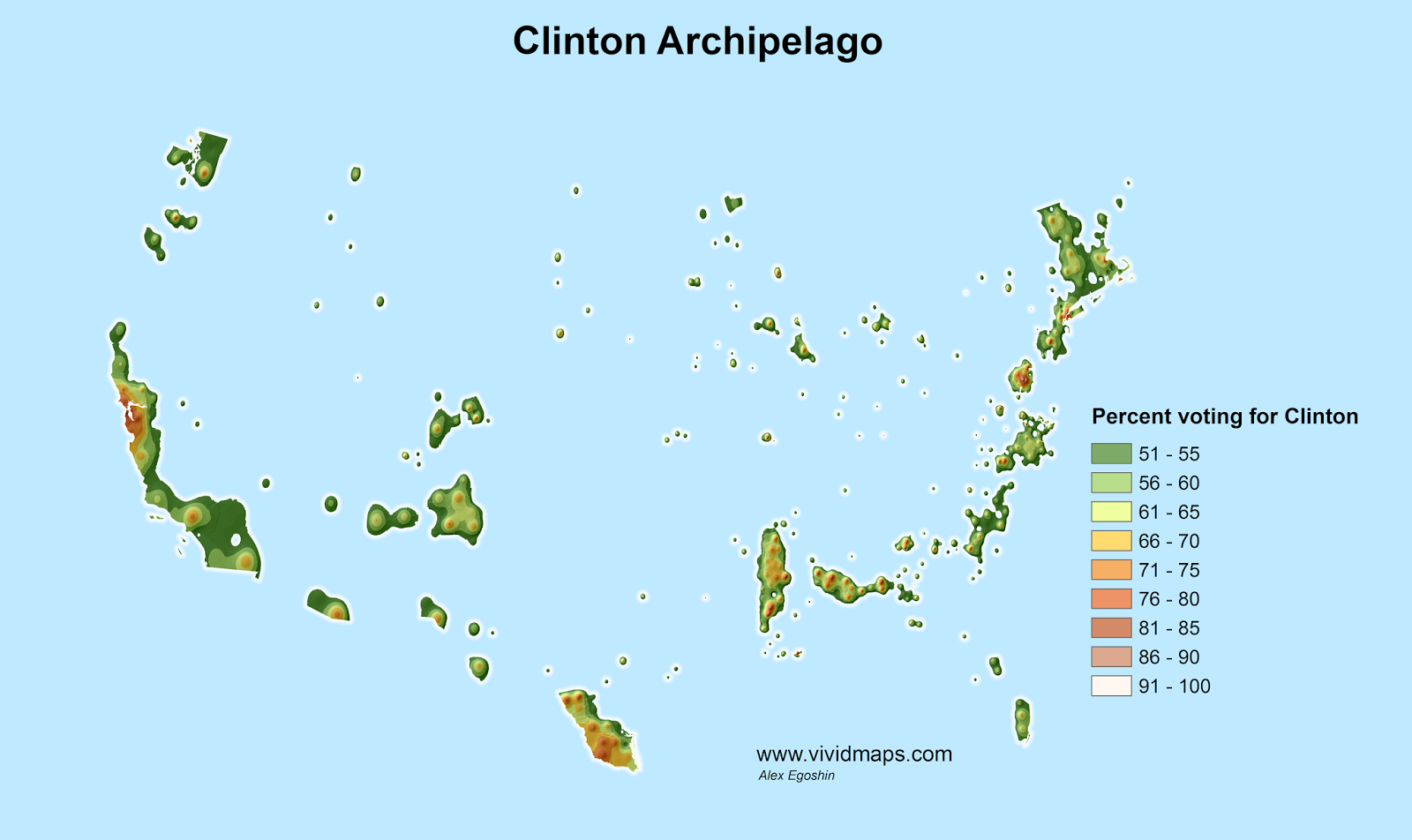 TrumpLand and Clinton Archipelago Vivid Maps