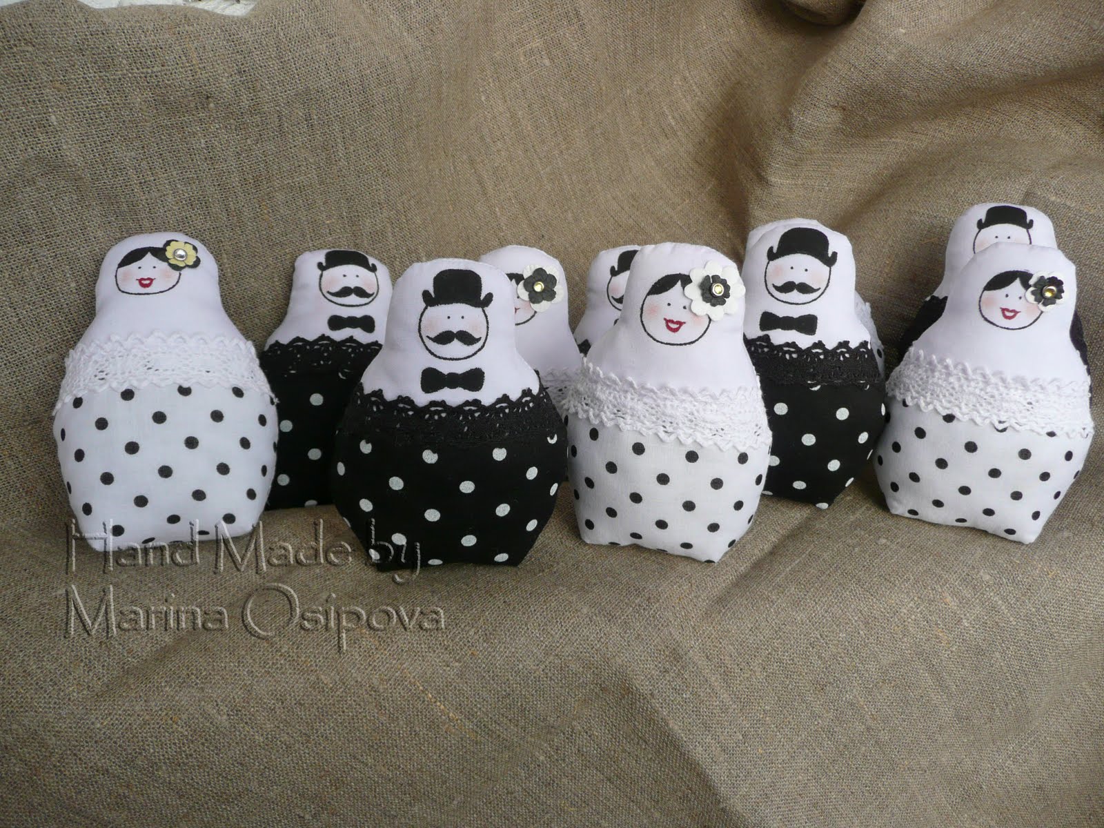 Текстильные игрушки и куклы ручной работы: Матрешки свадебные