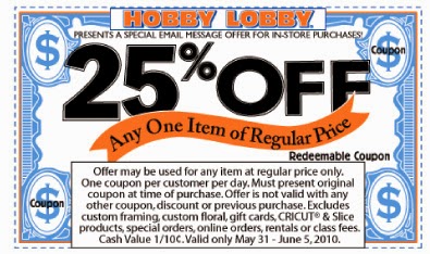 Printable Oupon For Hobby Lobby