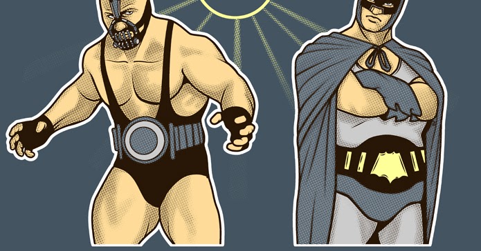 Fashion and Action: Bane vs Batman Luchador Style by Ninjaink