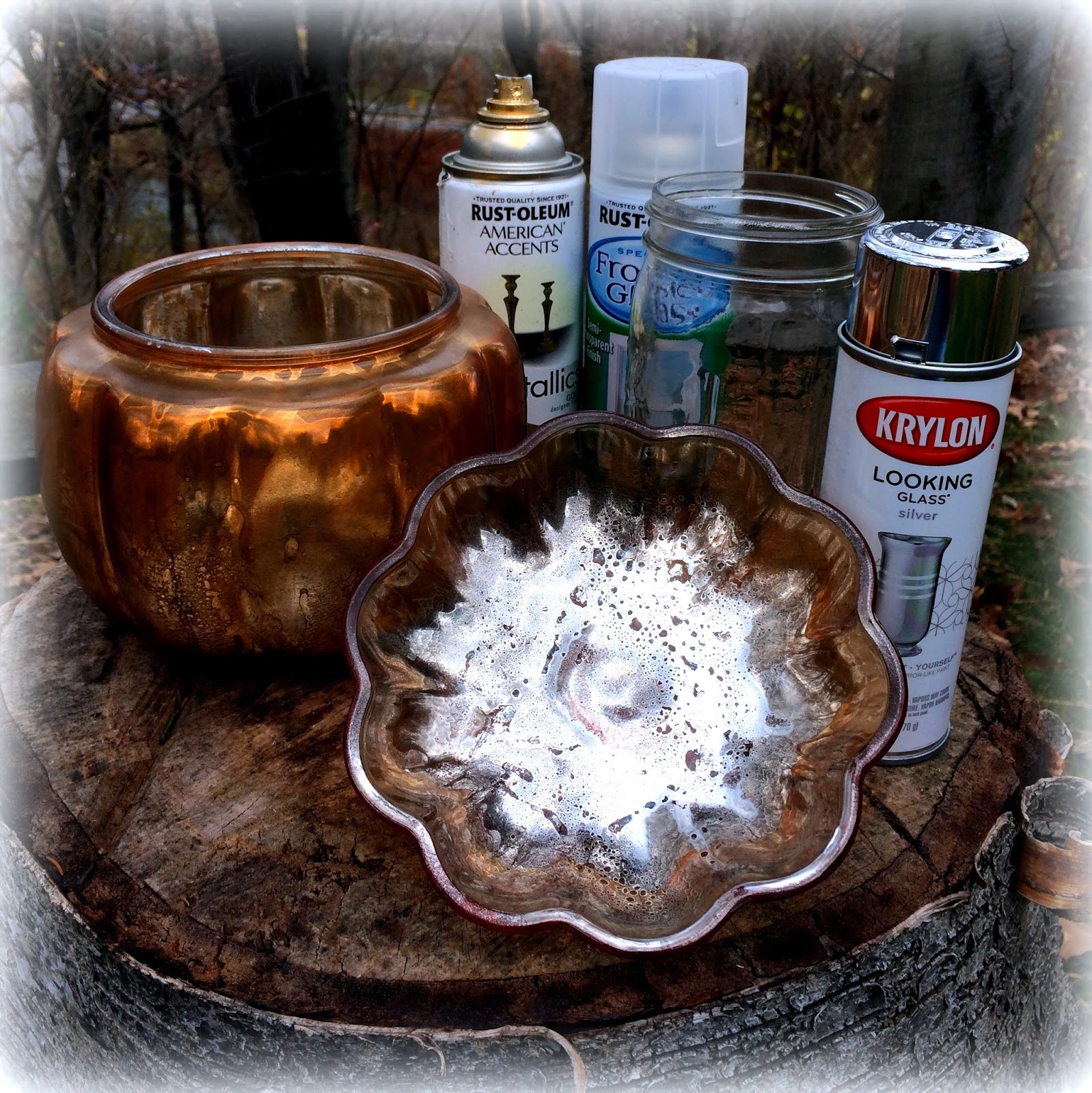 Mitralee: Mercury Glass Pumpkin with Krylon Looking Glass Paint