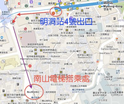 Image result for 明洞車站到首爾南山電梯