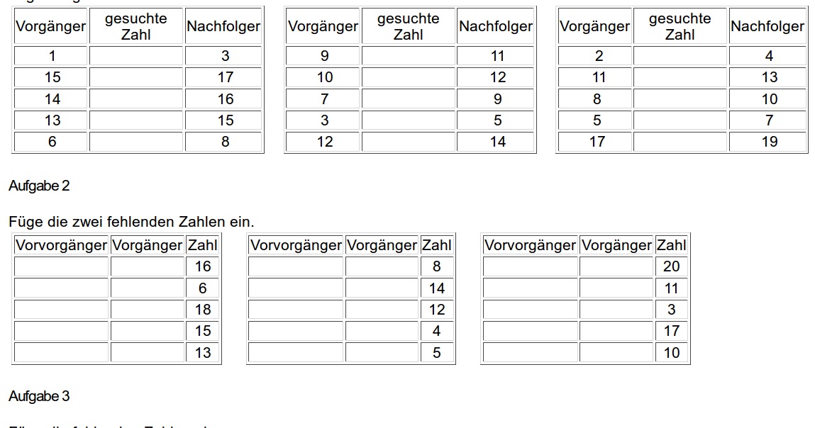 Mathe ist einfach: Zahlenfolgen bis 20