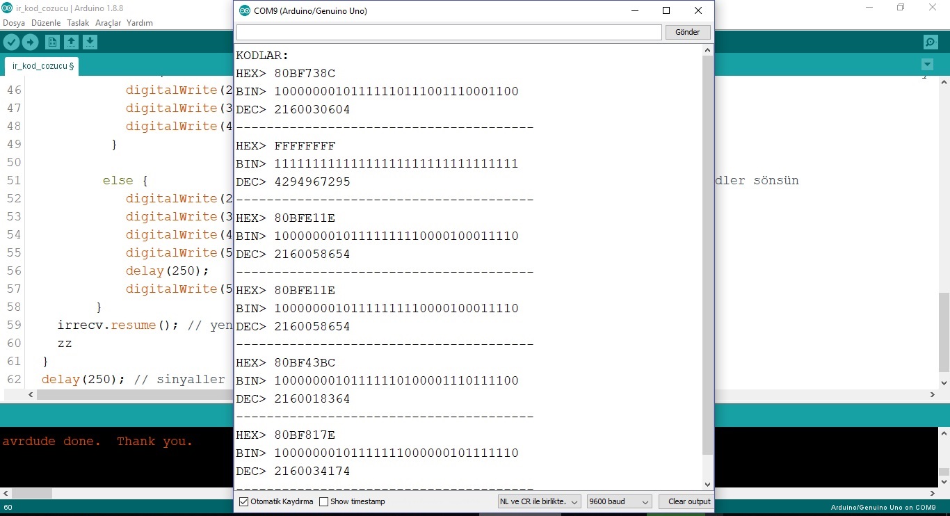 Arduino Ir Kizilotesi Kod Cozucu