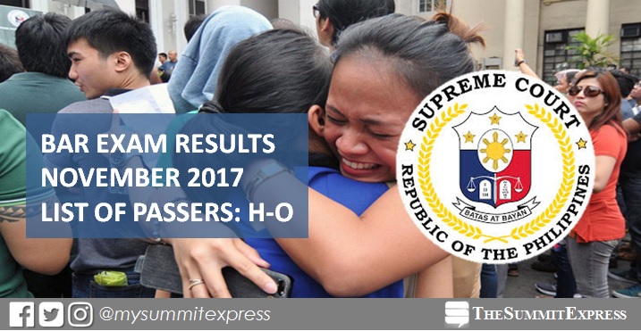 H-O Passers List: 2017 Bar Exam Results release