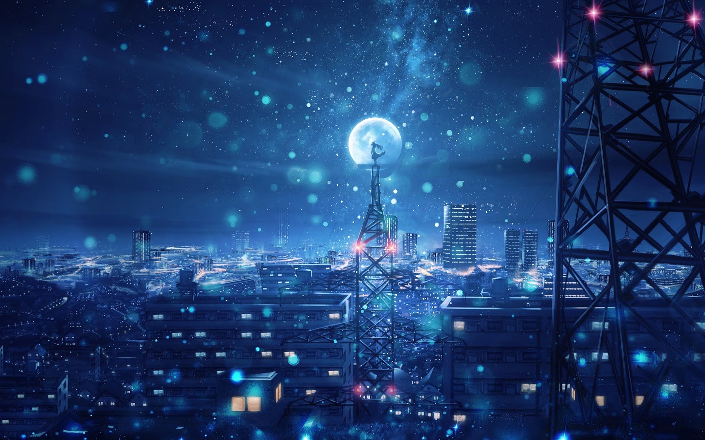 Download wallpaper Sky Anime Night Scenery section art in resolution  1440x900