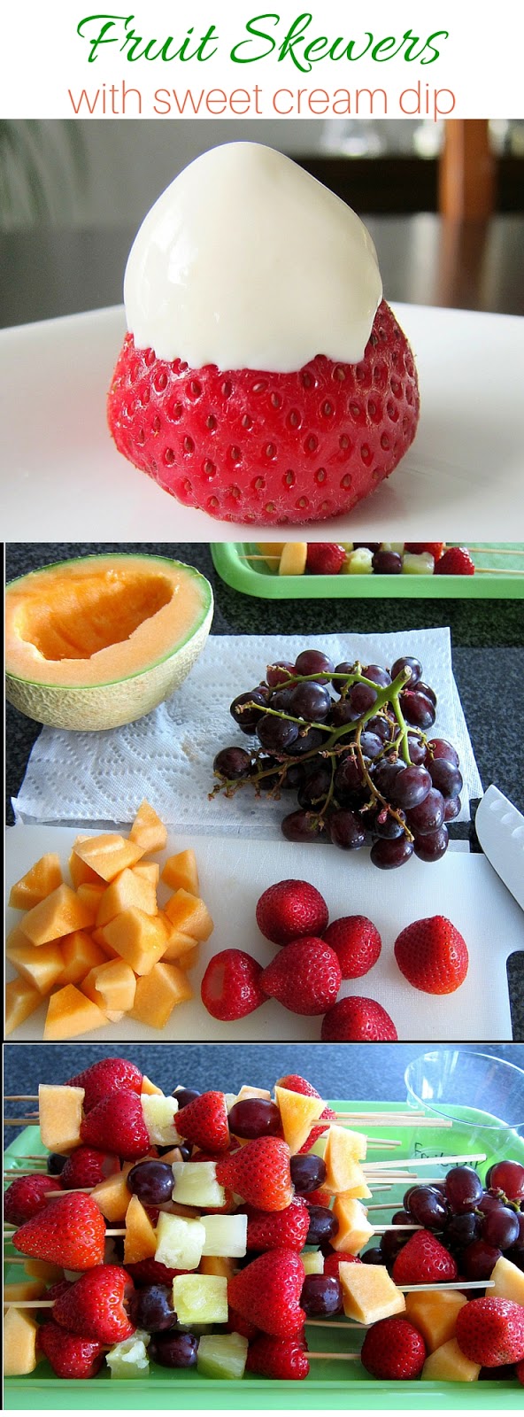 Mary Ellen's Cooking Creations Fresh Fruit Skewers with Sweet Cream Dip