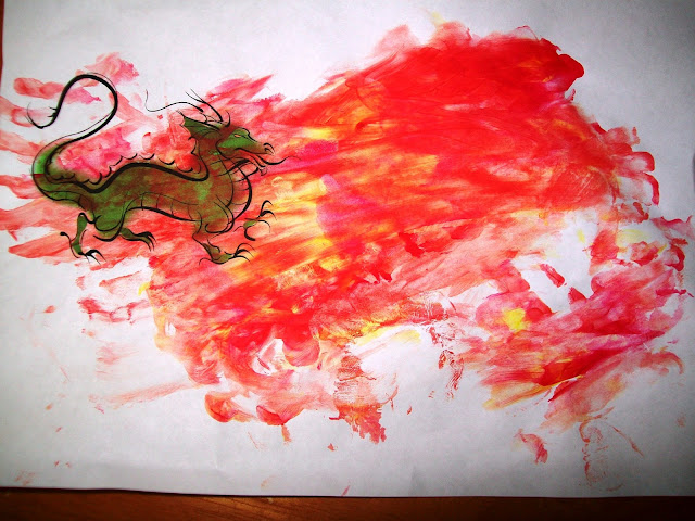 Dragons Breathe Fire Finger Painting Activity