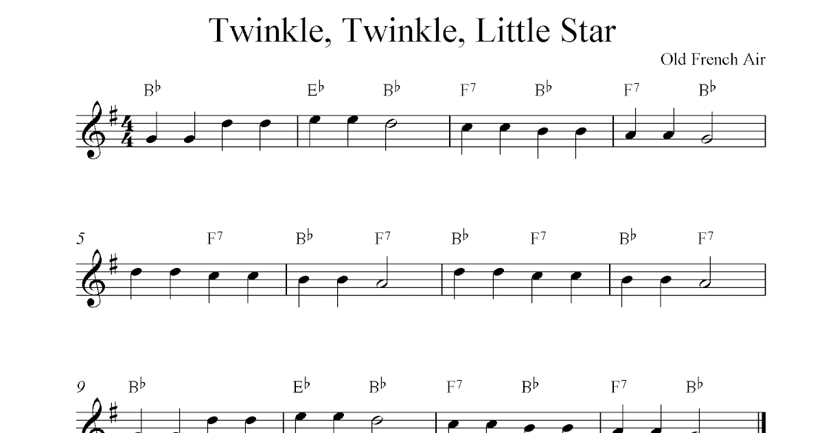 Twinkle, Twinkle, Little Star, free alto saxophone sheet music notes.