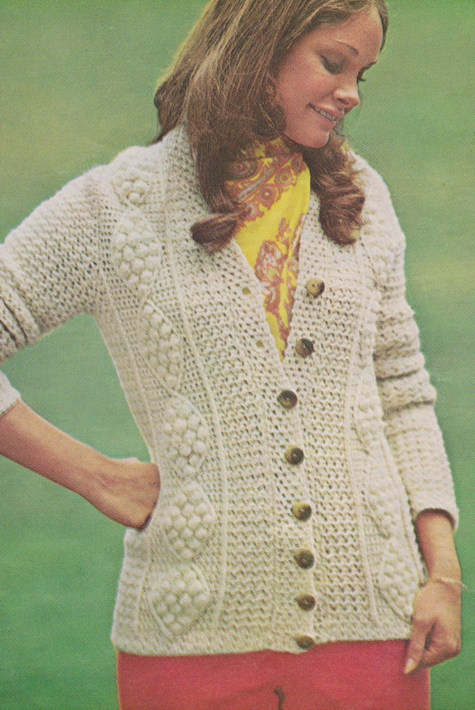 The Vintage Pattern Files 1970's Crochet Aran Cardigan