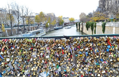 Love locks in Paris, over the Seine