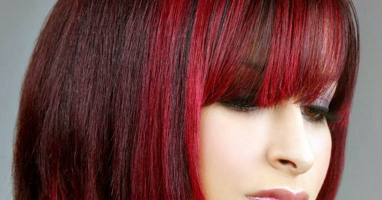 Hair And Tattoos Bright Red Highlights In Dark Brown Bright Red Highlights In Dark Brown Hair