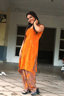 Tamil Actress Sandhya in Orange Churidar Stills