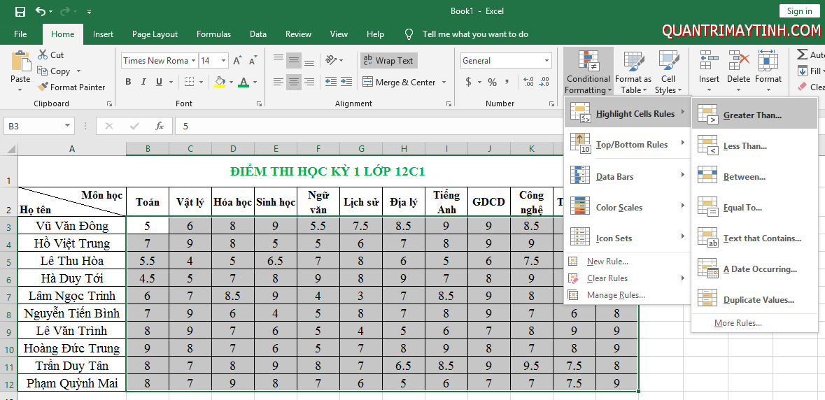 Cách tô màu các ô theo điều kiện trong Excel Cách Tô Màu Các Ô Theo Điều Kiện Trong Excel