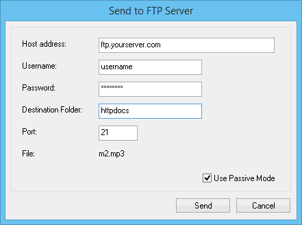 Send audio file to FTP server