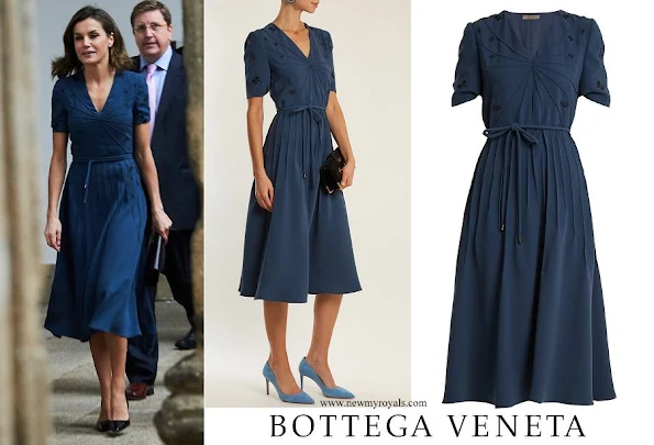 Queen Letizia wore BOTTEGA VENETA Embroidered crepe dress