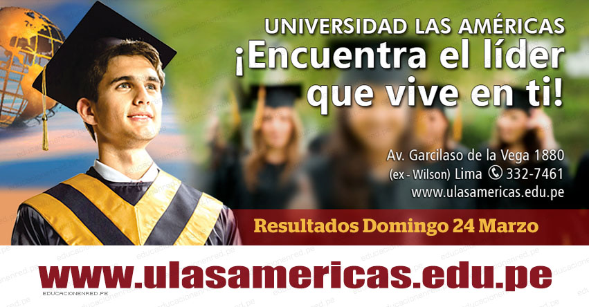 Resultados Universidad Las Américas 2019-1 (Domingo 24 Marzo) Lista de Ingresantes - Examen Admisión ULASAMERICAS - www.ulasamericas.edu.pe Resultados Universidad Las Américas 2019-1 (Domingo 24 Marzo) Lista de Ingresantes - Examen Admisión ULASAMERICAS - www.ulasamericas.edu.pe