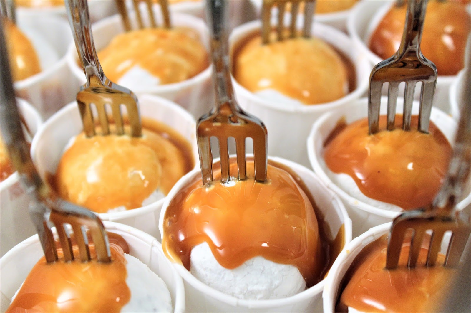 Chef Tess Bakeresse Salted Caramel Buttermilk Doughnut Holes on a Fork