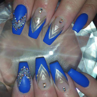 Floral Blue Mylar Nails Art Ideas Floral Blue, Mylar Nails Art Ideas