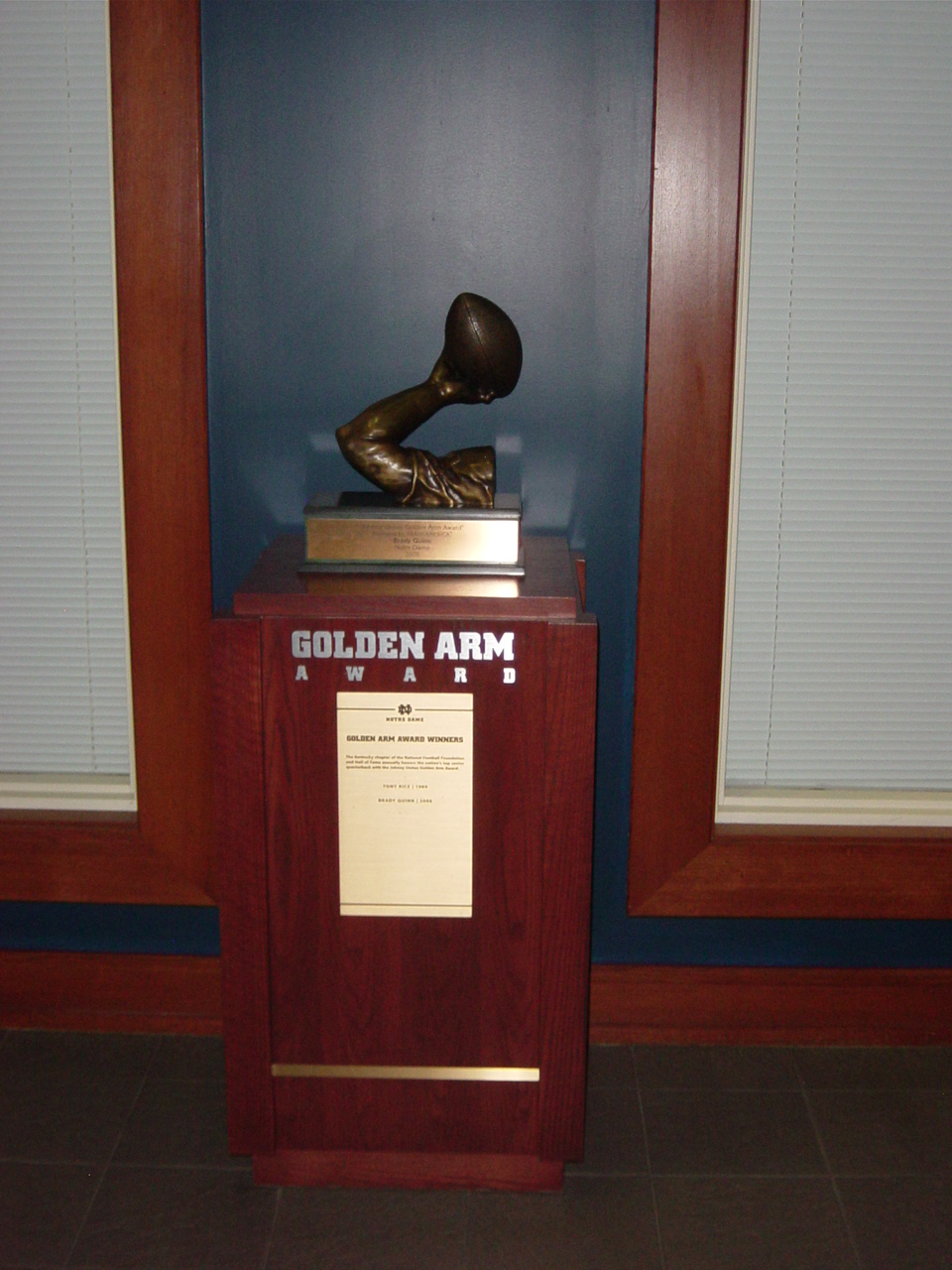 Golden Arm Trophy Notre Dame