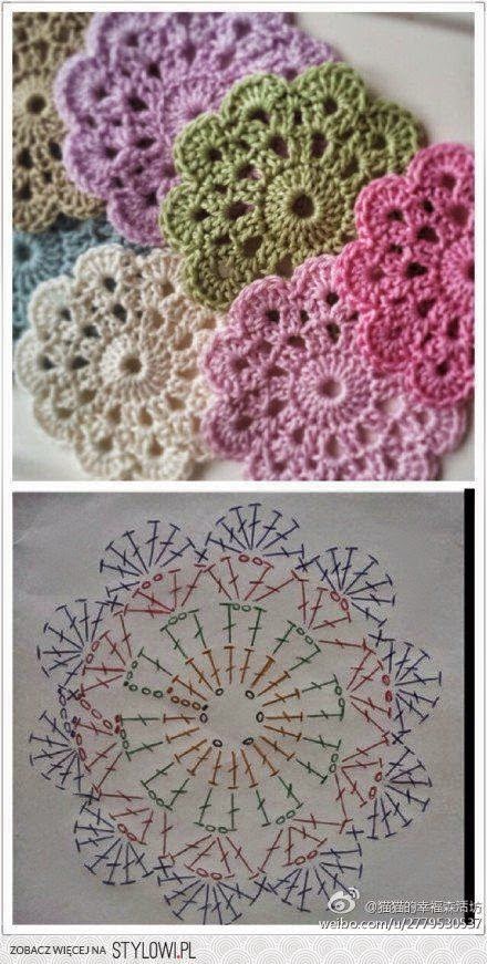 Posavaso forma de flor con patrón al crochet