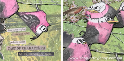 let the merrymaking begin ... Galahs made using Tim Holtz Bird Crazy Stamps Galahs made using Tim Holtz Bird Crazy Stamps