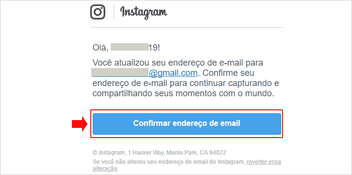 Confirmando endereço de e-mail cadastrado no Instagram pelo navegador