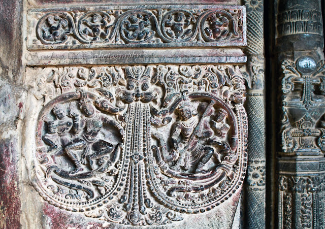 sculptures on the pillars of Suryanarayana temple