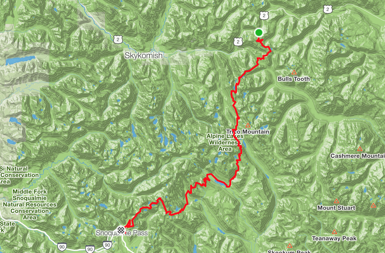stevens pass to snoqualmie pass pct wa section j running in
